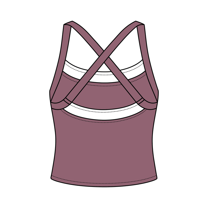 Women’s Cross Back Contrast Active Tank With Contrast Neckline