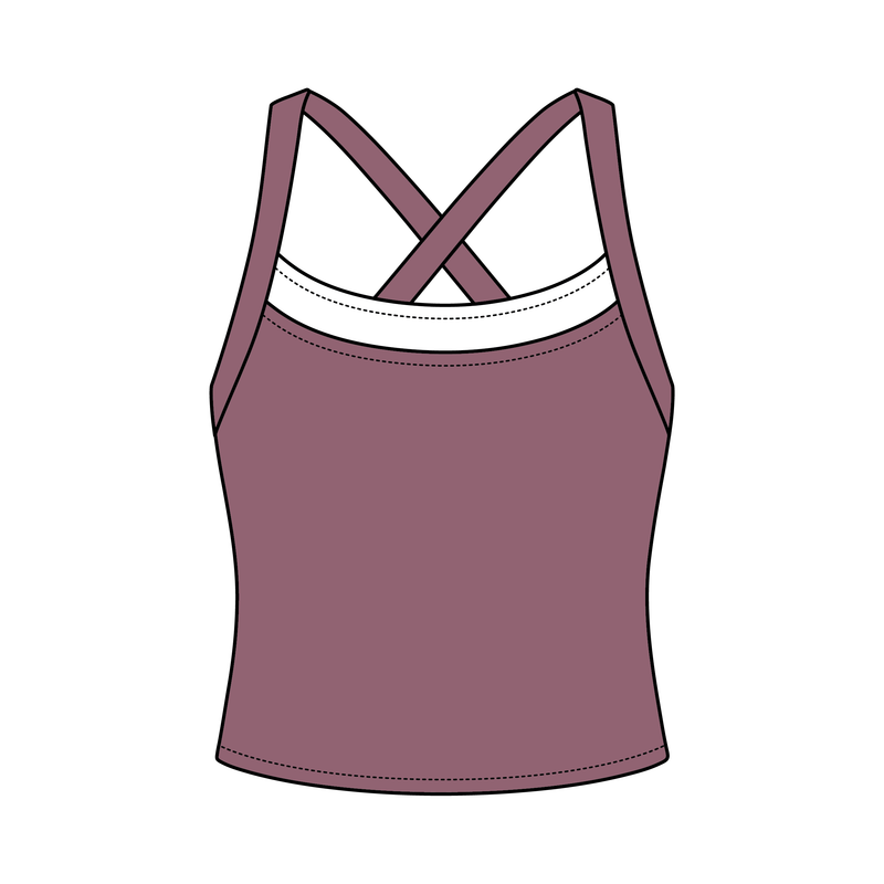 Women’s Cross Back Contrast Active Tank With Contrast Neckline