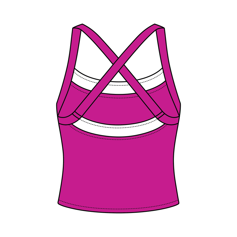 Women’s Cross Back Contrast Active Tank With Contrast Neckline