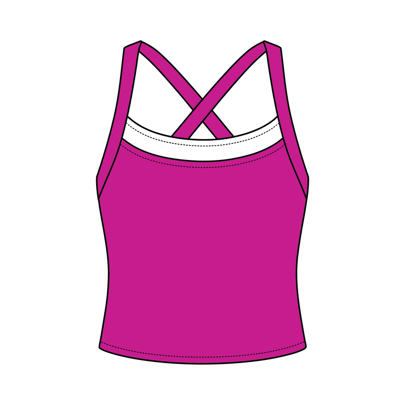 Women’s Cross Back Contrast Active Tank With Contrast Neckline