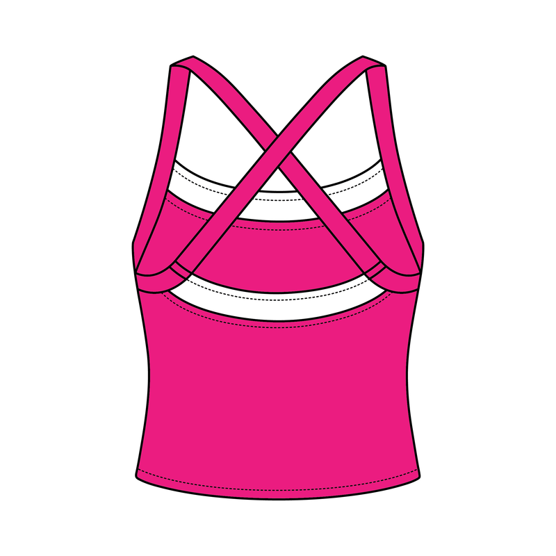 Women’s Cross Back Contrast Active Tank With Contrast Neckline