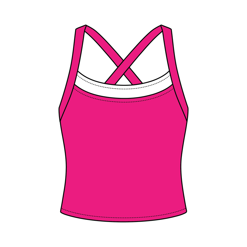 Women’s Cross Back Contrast Active Tank With Contrast Neckline
