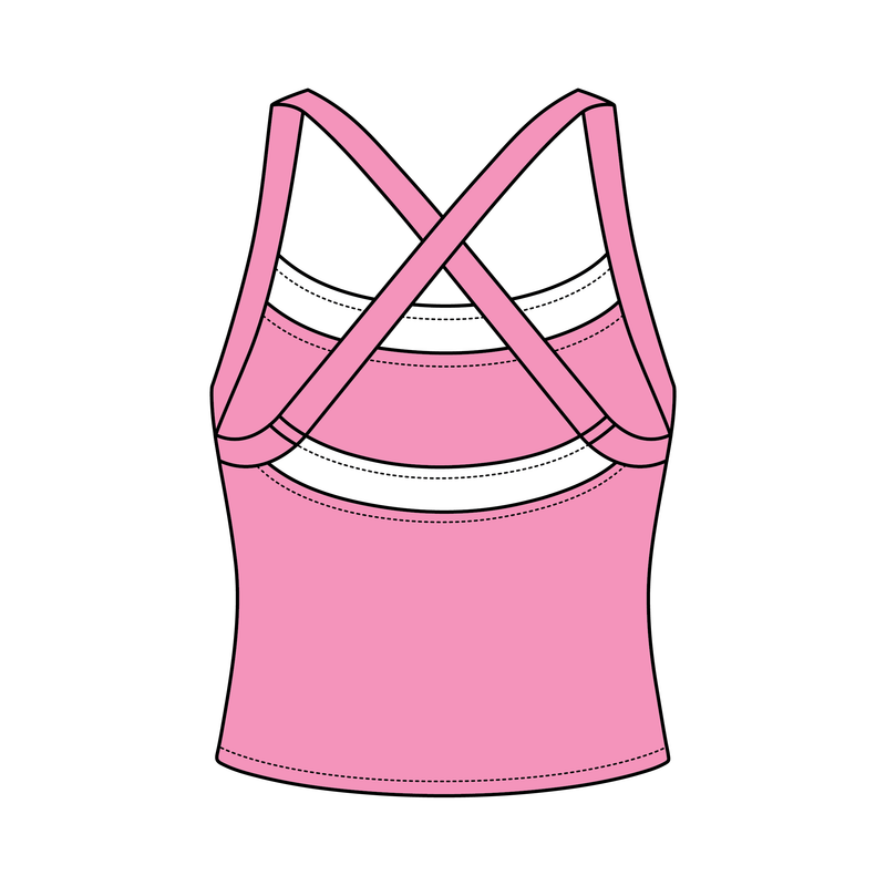 Women’s Cross Back Contrast Active Tank With Contrast Neckline