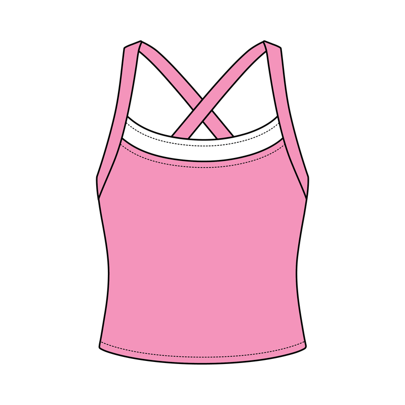 Women’s Cross Back Contrast Active Tank With Contrast Neckline