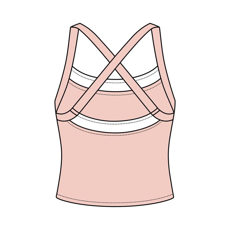 Women’s Cross Back Contrast Active Tank With Contrast Neckline