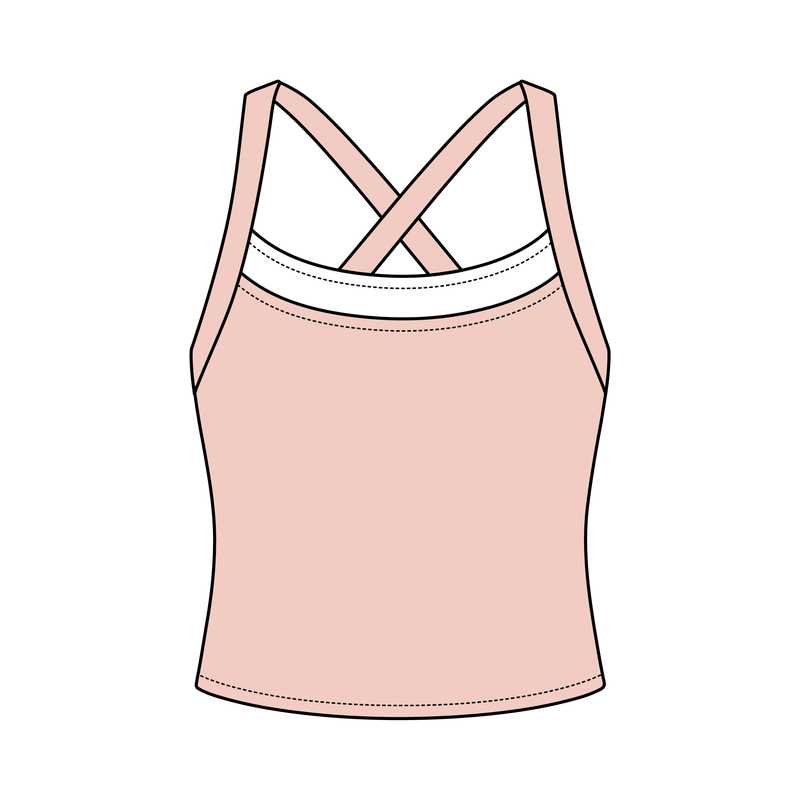 Women’s Cross Back Contrast Active Tank With Contrast Neckline