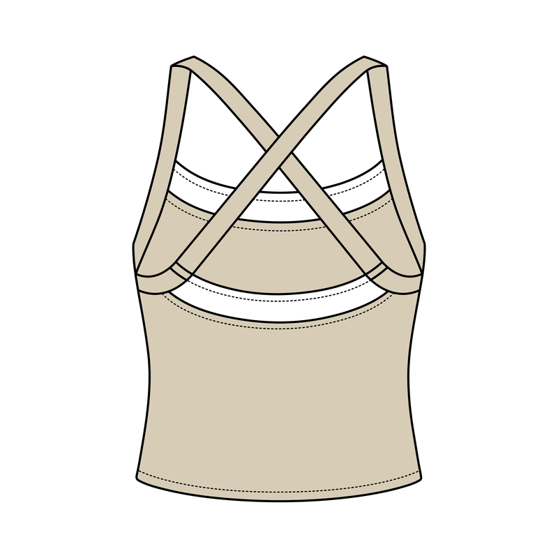 Women’s Cross Back Contrast Active Tank With Contrast Neckline