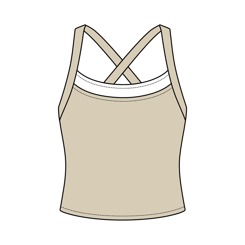 Women’s Cross Back Contrast Active Tank With Contrast Neckline