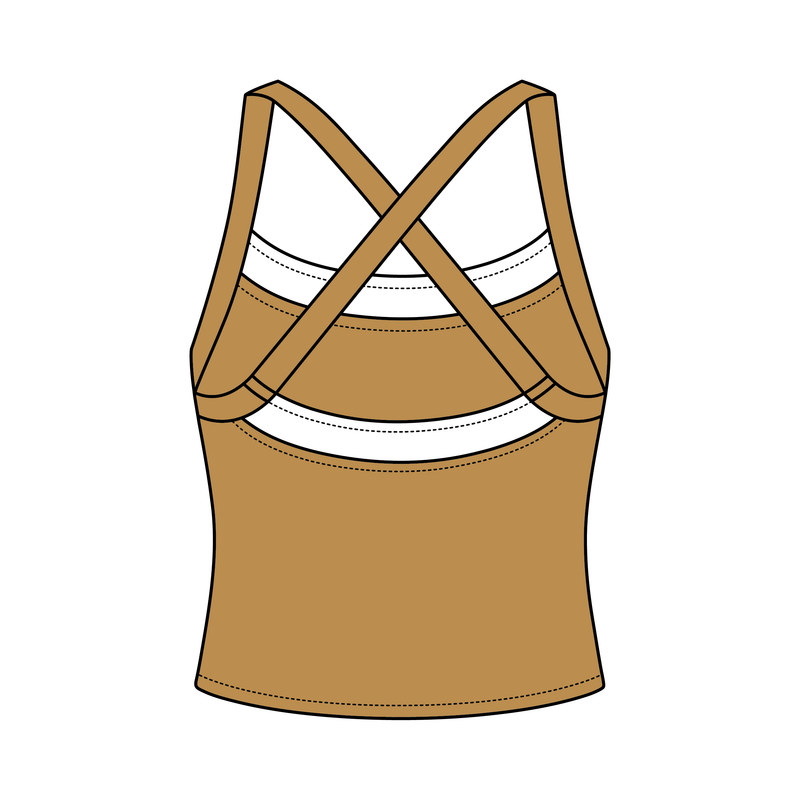 Women’s Cross Back Contrast Active Tank With Contrast Neckline