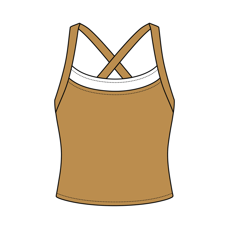 Women’s Cross Back Contrast Active Tank With Contrast Neckline