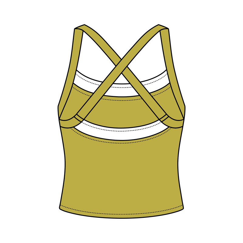 Women’s Cross Back Contrast Active Tank With Contrast Neckline