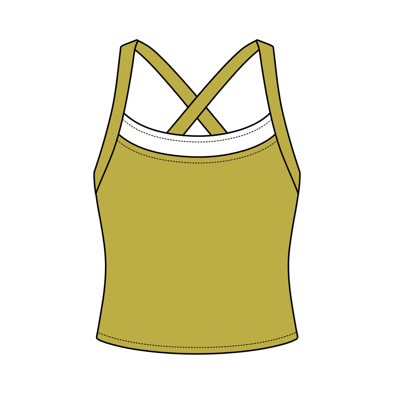 Women’s Cross Back Contrast Active Tank With Contrast Neckline