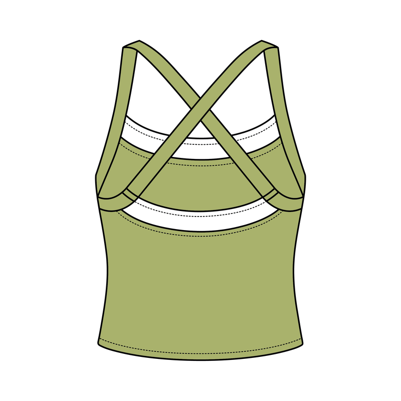 Women’s Cross Back Contrast Active Tank With Contrast Neckline