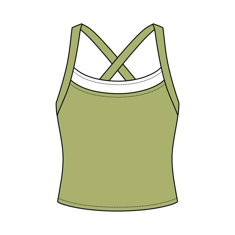 Women’s Cross Back Contrast Active Tank With Contrast Neckline