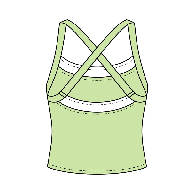 Women’s Cross Back Contrast Active Tank With Contrast Neckline