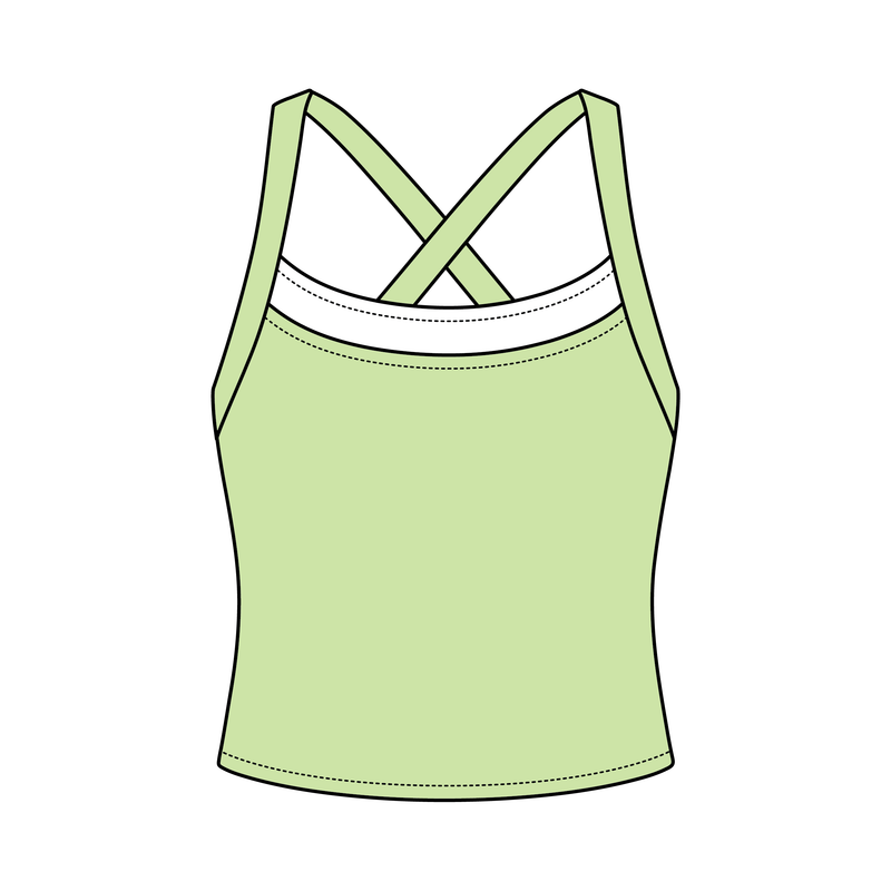 Women’s Cross Back Contrast Active Tank With Contrast Neckline