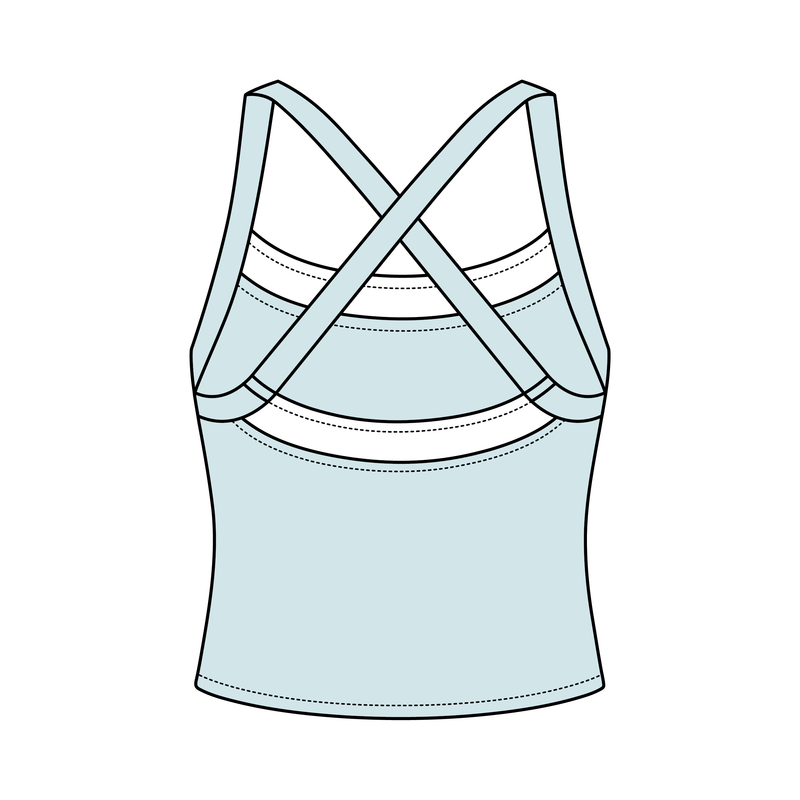 Women’s Cross Back Contrast Active Tank With Contrast Neckline