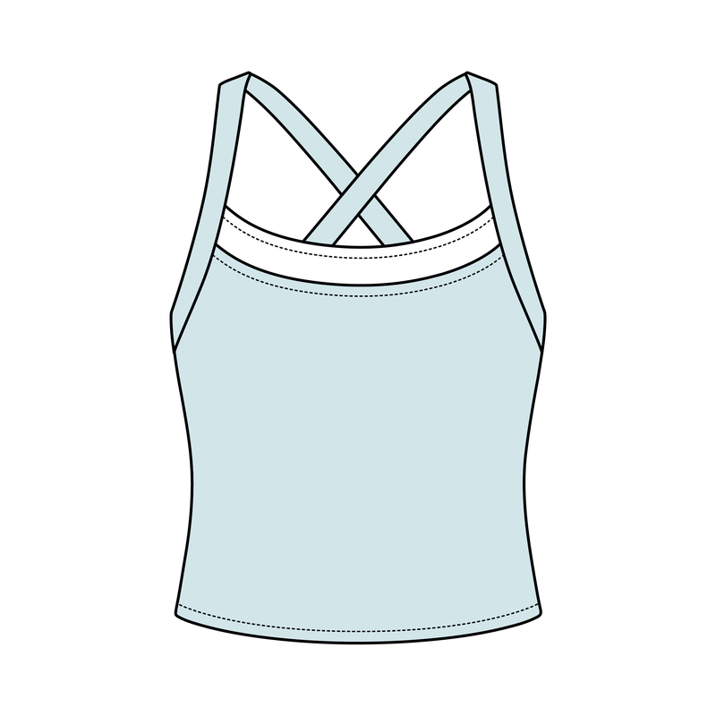 Women’s Cross Back Contrast Active Tank With Contrast Neckline