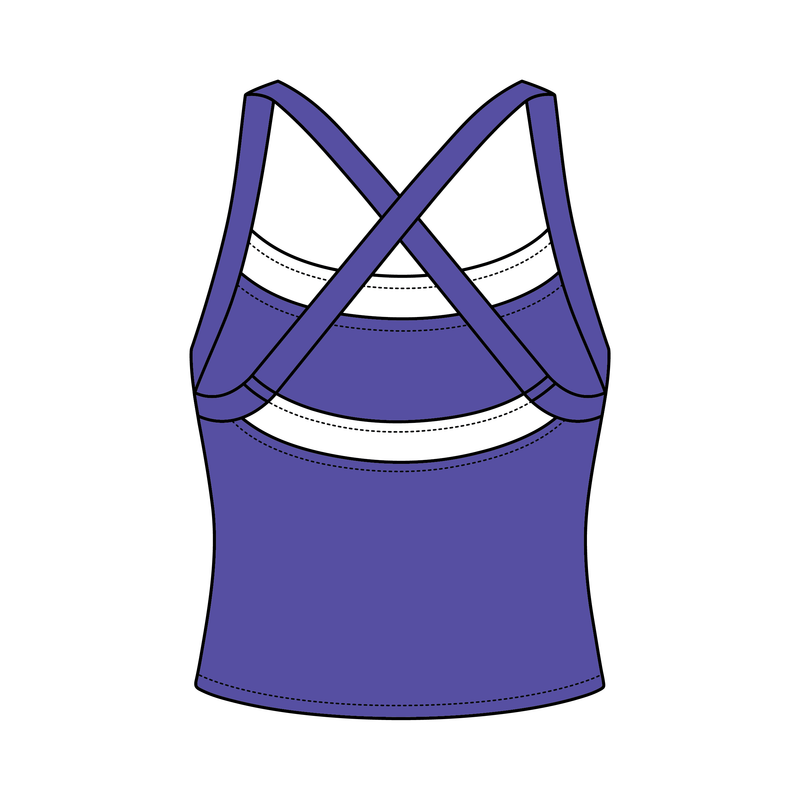 Women’s Cross Back Contrast Active Tank With Contrast Neckline