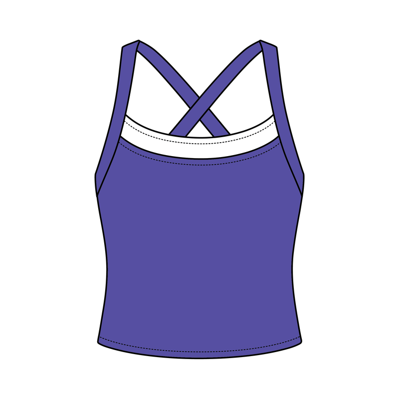Women’s Cross Back Contrast Active Tank With Contrast Neckline