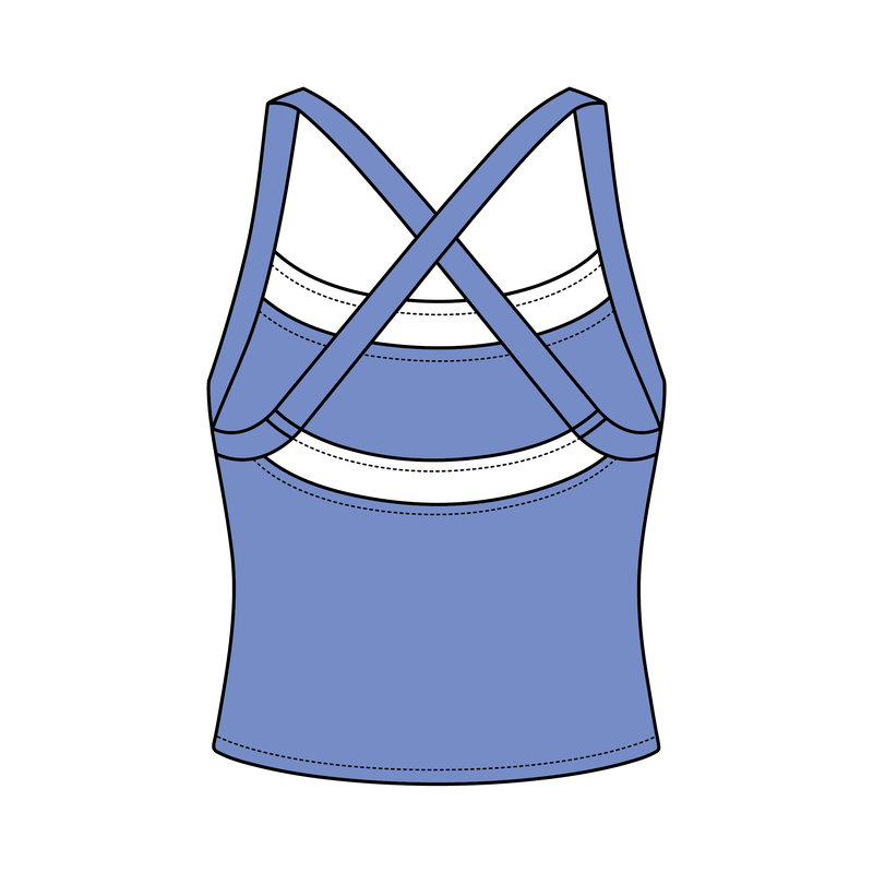 Women’s Cross Back Contrast Active Tank With Contrast Neckline