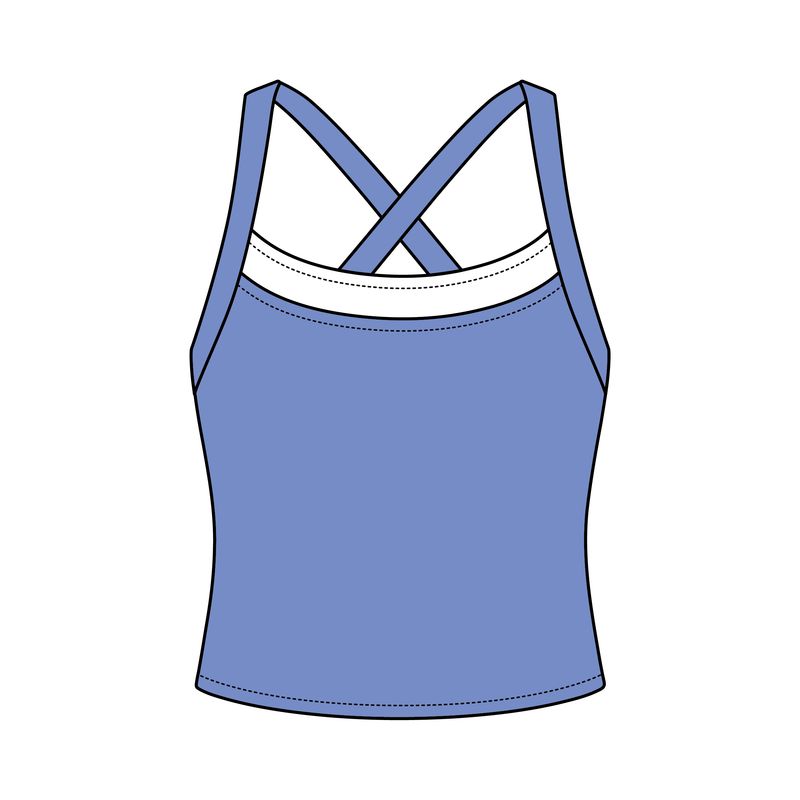 Women’s Cross Back Contrast Active Tank With Contrast Neckline
