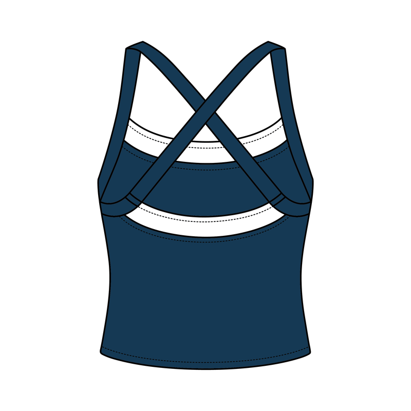 Women’s Cross Back Contrast Active Tank With Contrast Neckline