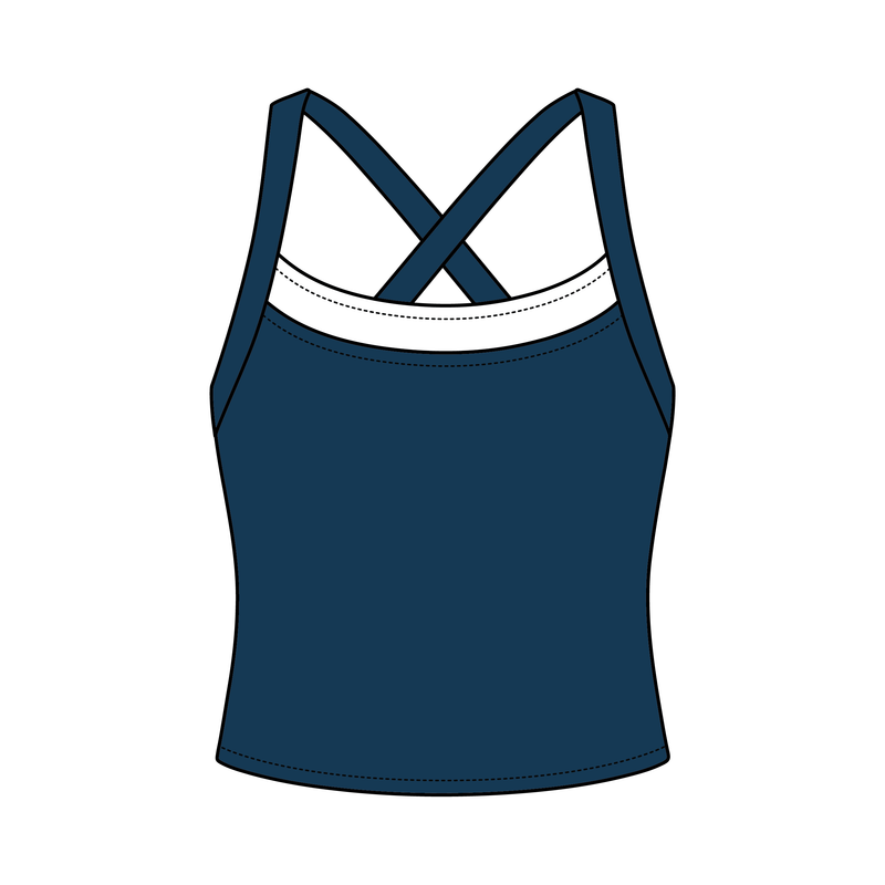 Women’s Cross Back Contrast Active Tank With Contrast Neckline