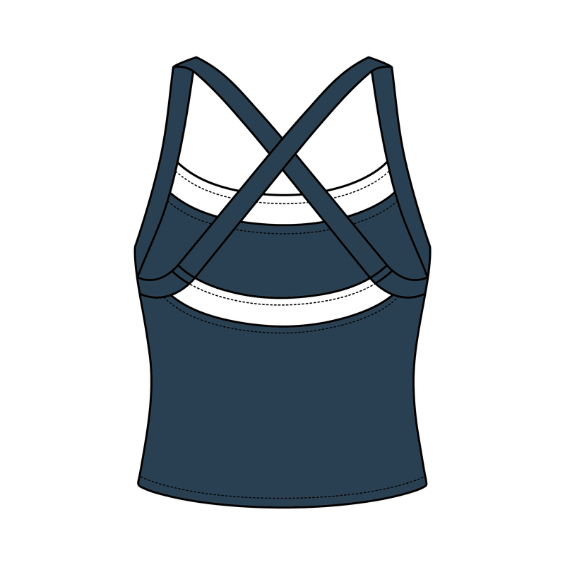 Women’s Cross Back Contrast Active Tank With Contrast Neckline