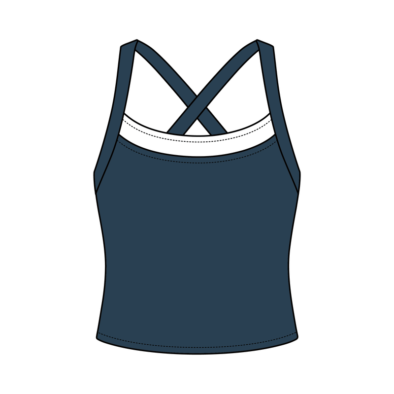 Women’s Cross Back Contrast Active Tank With Contrast Neckline