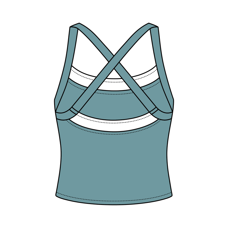 Women’s Cross Back Contrast Active Tank With Contrast Neckline
