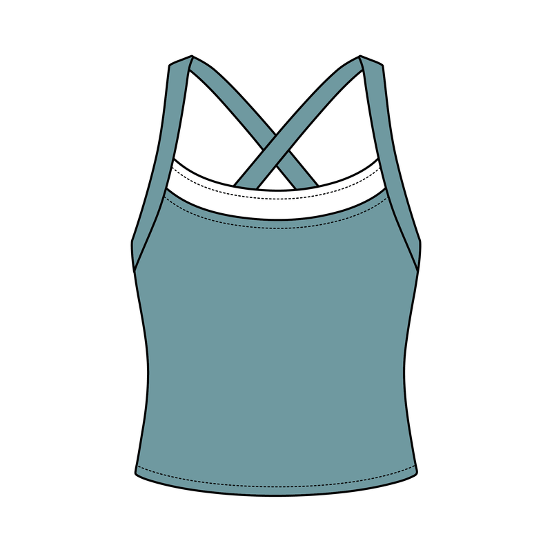 Women’s Cross Back Contrast Active Tank With Contrast Neckline