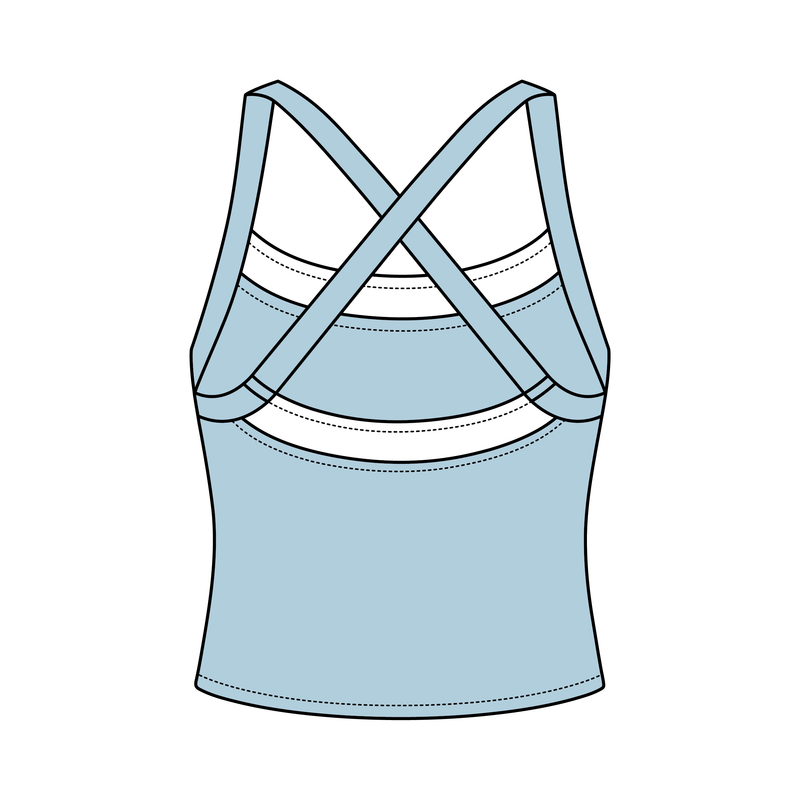 Women’s Cross Back Contrast Active Tank With Contrast Neckline