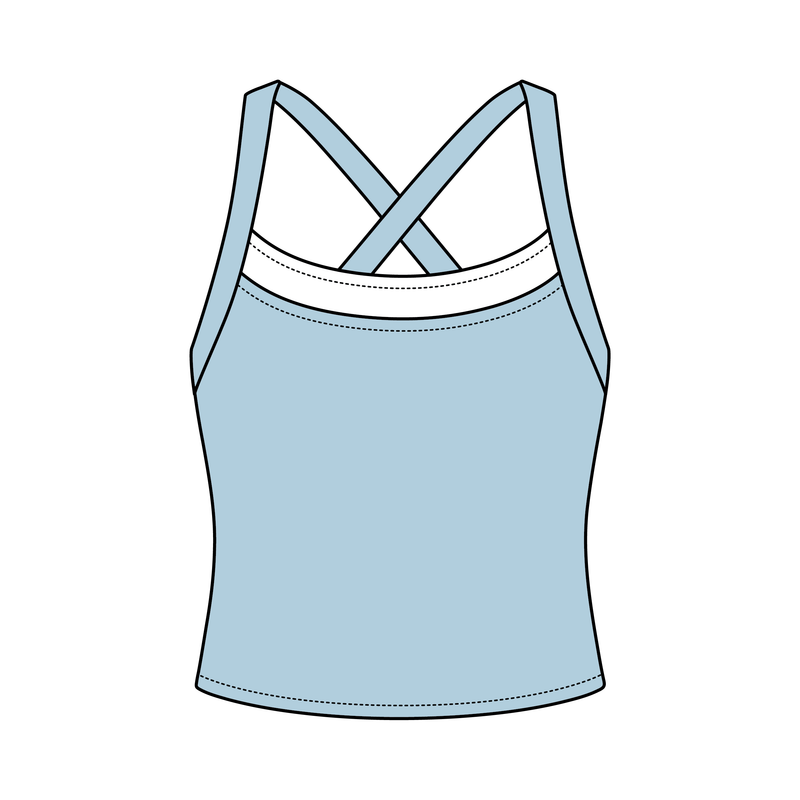 Women’s Cross Back Contrast Active Tank With Contrast Neckline