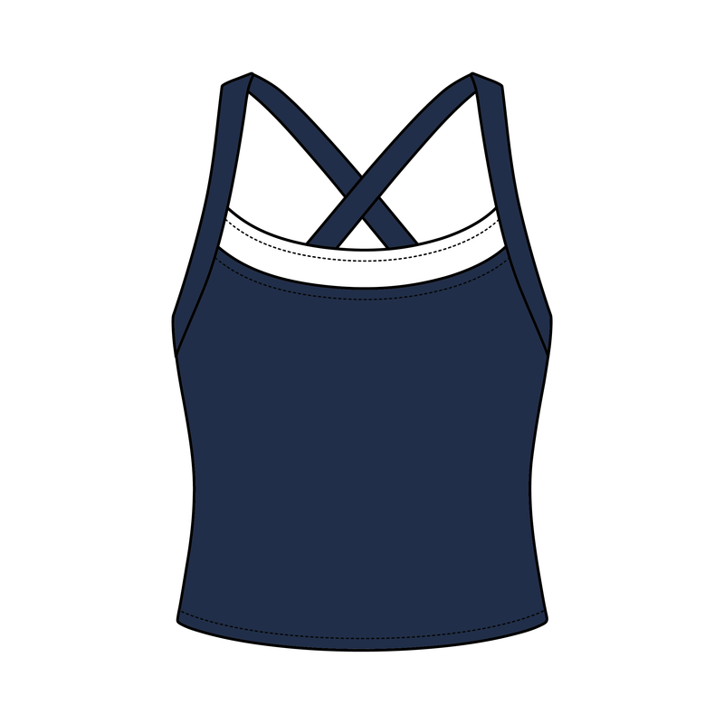 Women’s Cross Back Contrast Active Tank With Contrast Neckline
