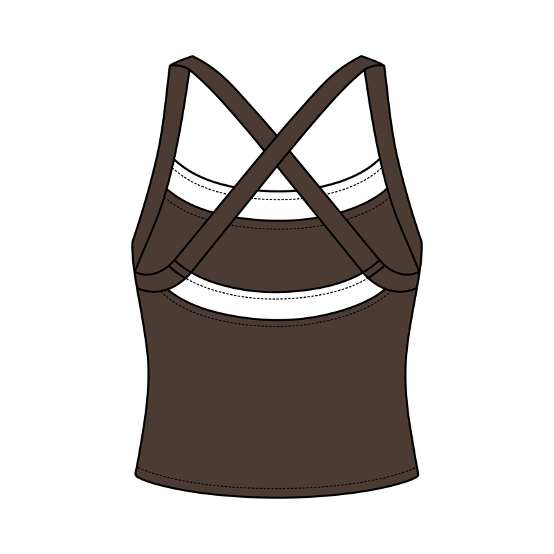 Women’s Cross Back Contrast Active Tank With Contrast Neckline