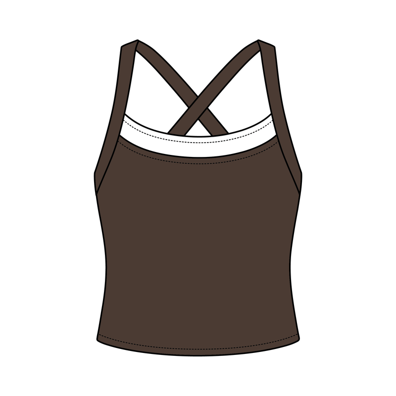 Women’s Cross Back Contrast Active Tank With Contrast Neckline
