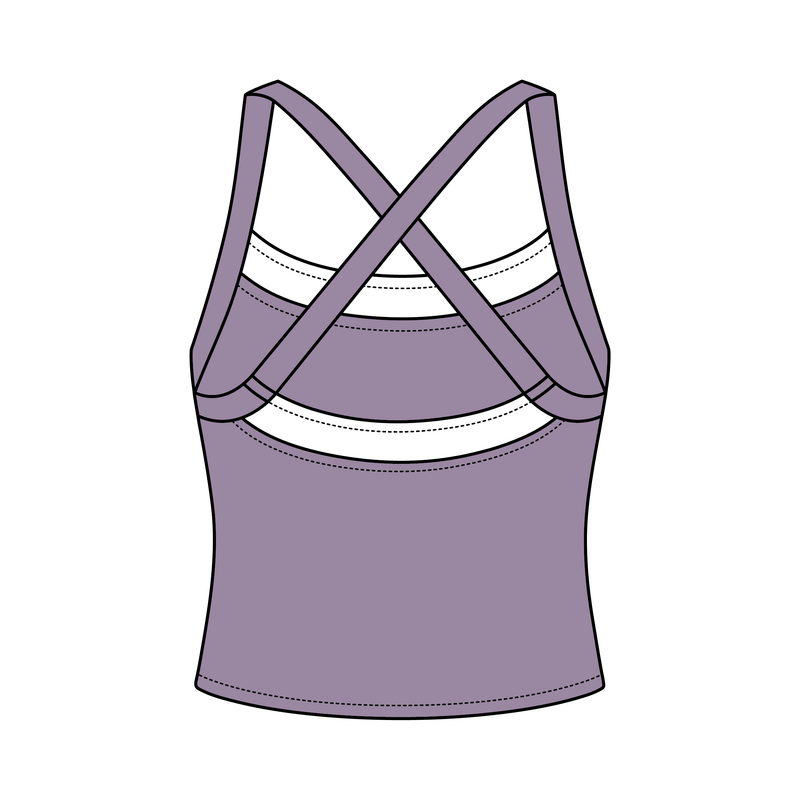 Women’s Cross Back Contrast Active Tank With Contrast Neckline