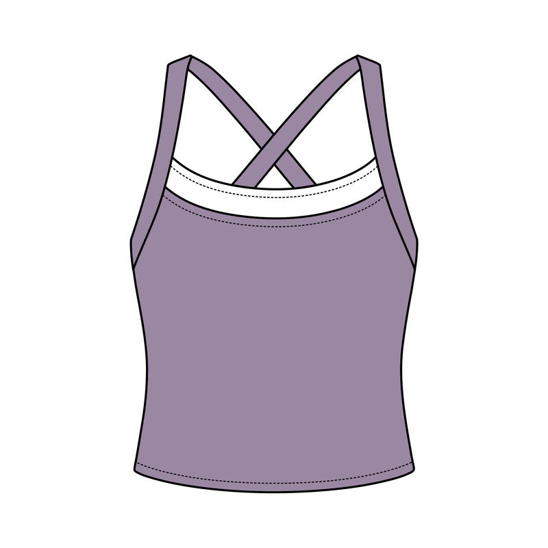 Women’s Cross Back Contrast Active Tank With Contrast Neckline