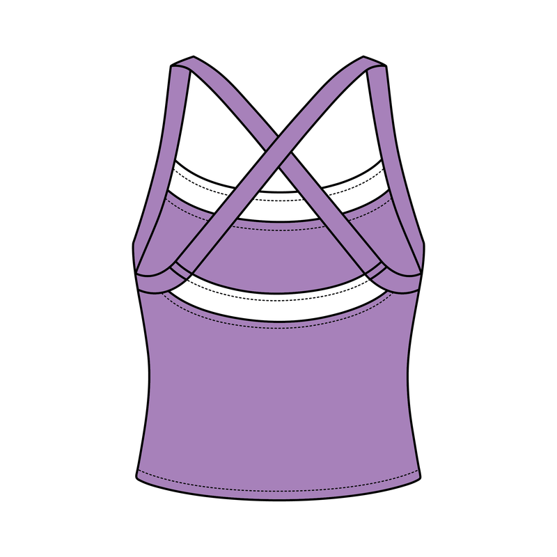 Women’s Cross Back Contrast Active Tank With Contrast Neckline