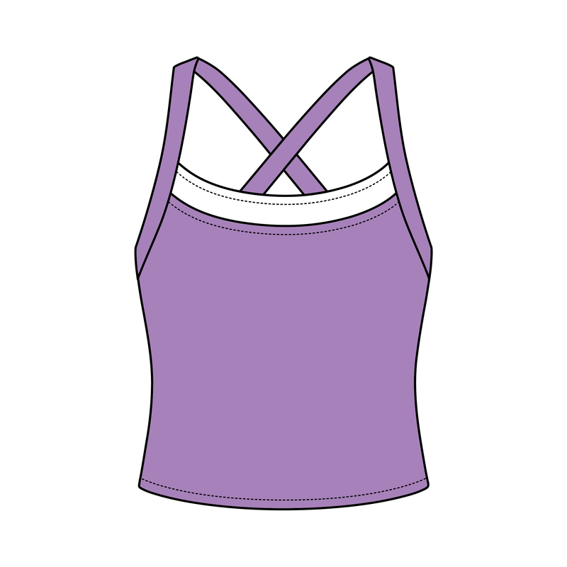 Women’s Cross Back Contrast Active Tank With Contrast Neckline