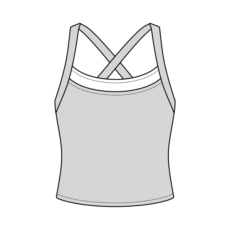 Women’s Cross Back Contrast Active Tank With Contrast Neckline