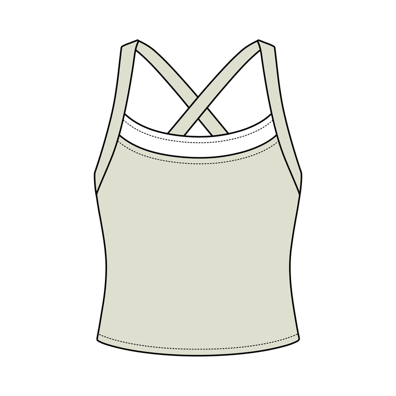 Women’s Cross Back Contrast Active Tank With Contrast Neckline