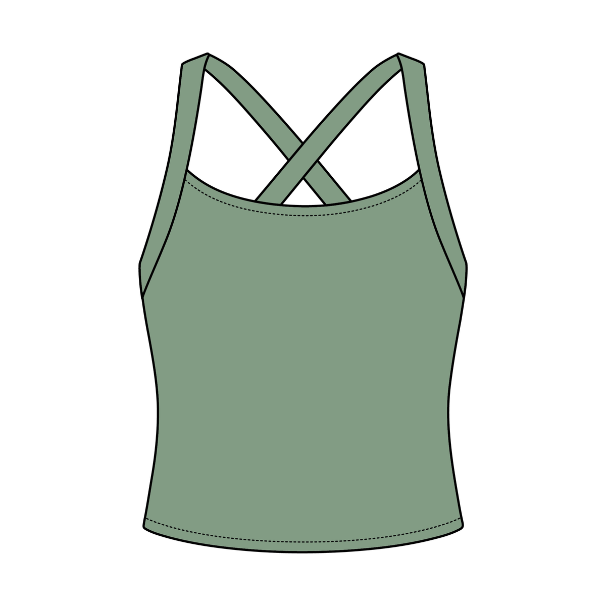 Women's Cross Back Contrast Active Tank 220GSM