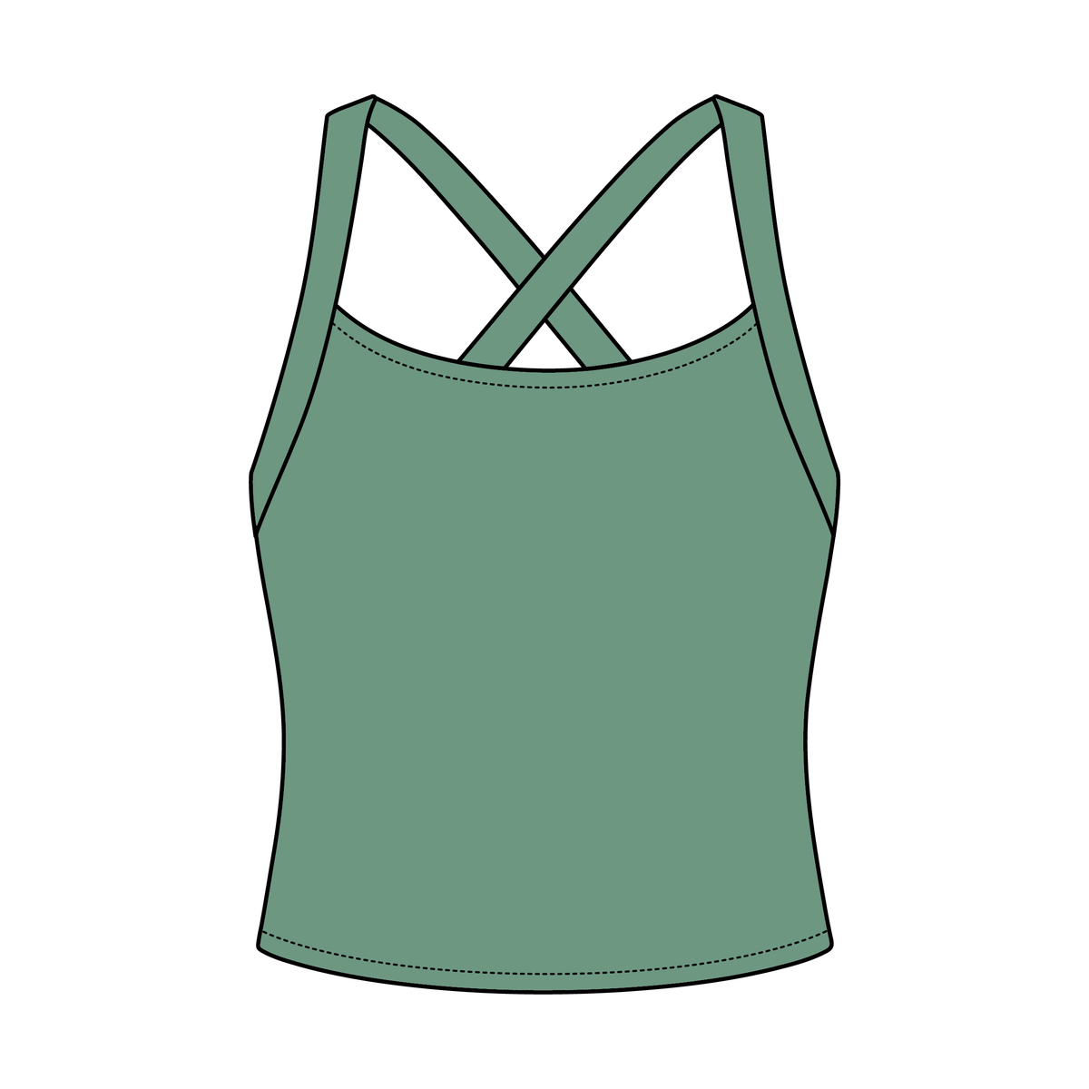 Women's Cross Back Contrast Active Tank 220GSM