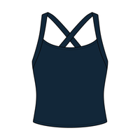 Women's Cross Back Contrast Active Tank 220GSM