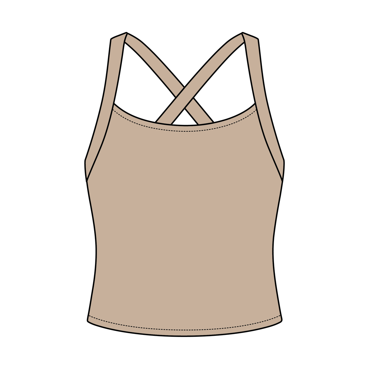 Women's Cross Back Contrast Active Tank 220GSM