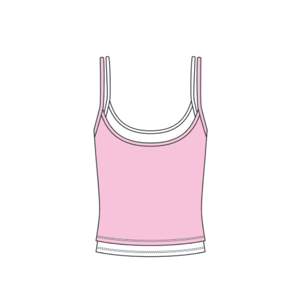 Women’s Active Layered Cami Crop Tank with Contrast Hem