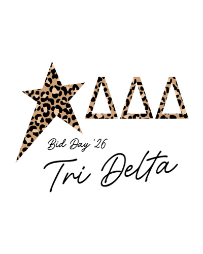 Delta Delta Delta Bid Day '26 Leopard Star T-Shirt - 3581