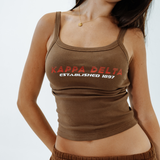 Rib Tank with Contrast Spaghetti Strap